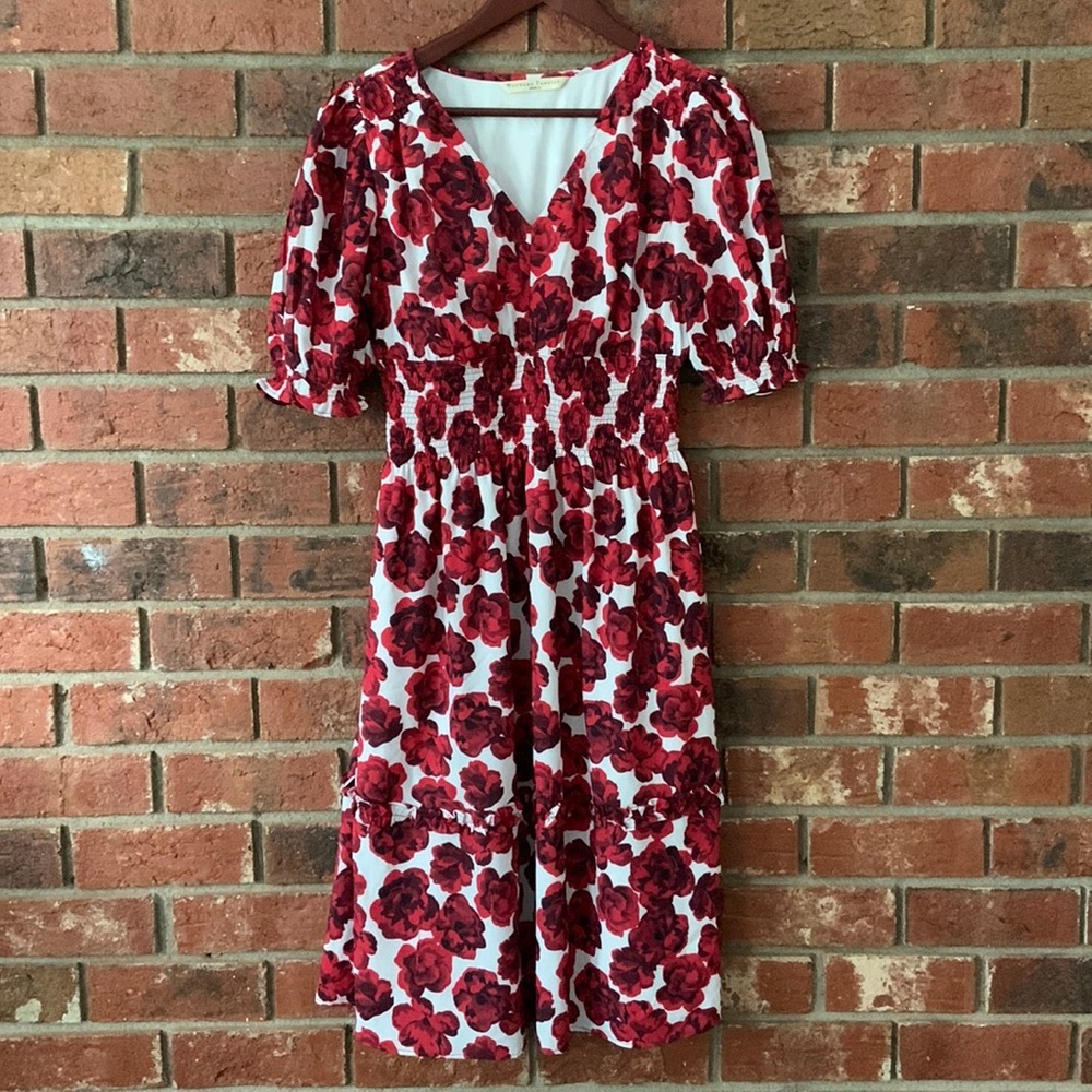 Wayward Fancies EShakti White Red Rose Fit & Flare Dress